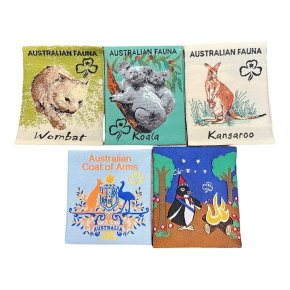 Girl Guides Australia Camping Australian Fauna Coat of Arms Ribbon Patch LOT 5 - Picture 1 of 6